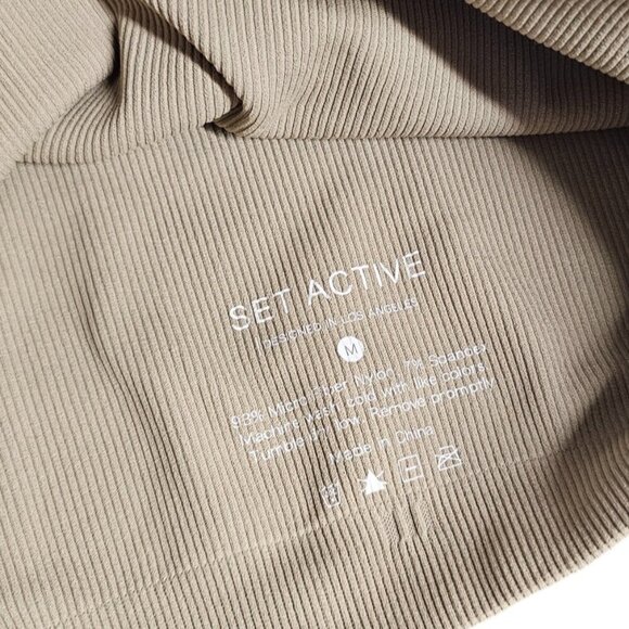 SET Active Womens Ribbed Crop Scoop Neck Tank Top, Tan, Stretch, Athletic Size M - Picture 7 of 7